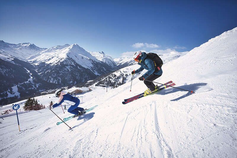 Skifahren im Winter in St Anton am Arlberg