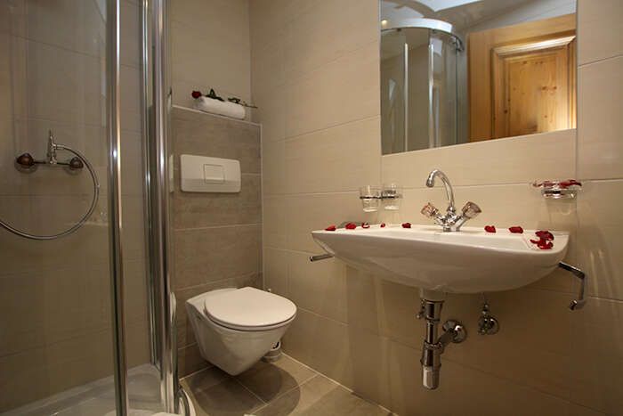 Badezimmer im Appartement 3 in Apart St Hubertus