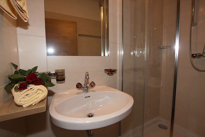 Badezimmer im Appartement 2 in Apart St Hubertus