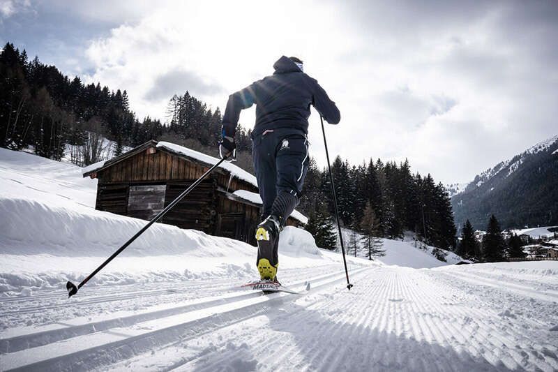 Cross-country skiing in winter on the Arlberg